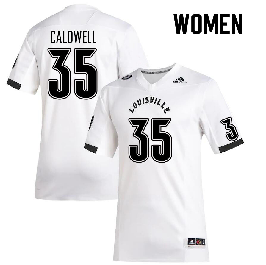 Women #35 Jeremiah Caldwell Louisville Cardinals College Football Jerseys Sale-White - Click Image to Close
